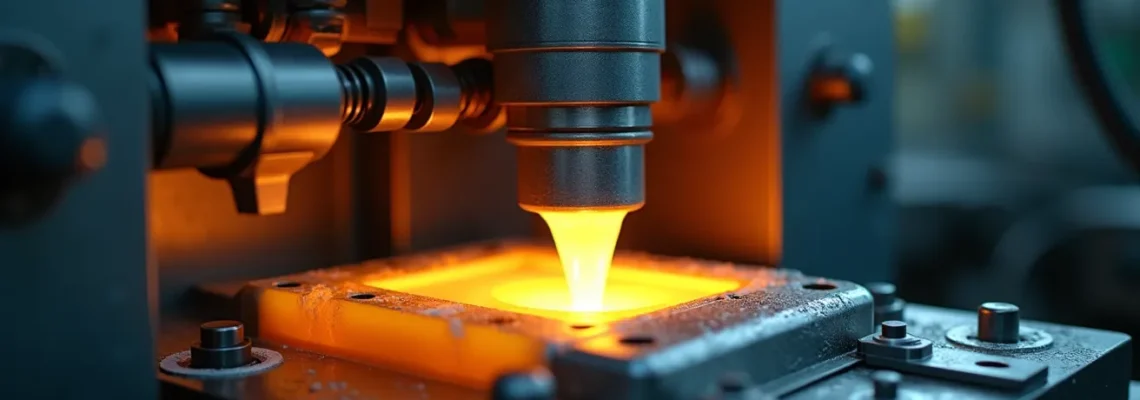 Vue conceptuelle d'une machine d'injection plastique en fonctionnement dans une usine moderne