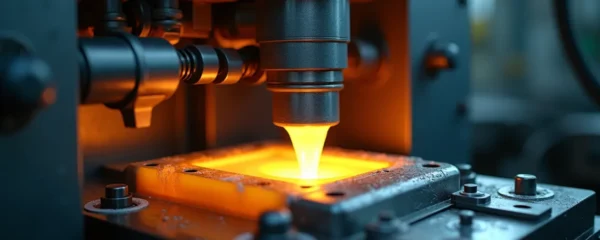 Vue conceptuelle d'une machine d'injection plastique en fonctionnement dans une usine moderne