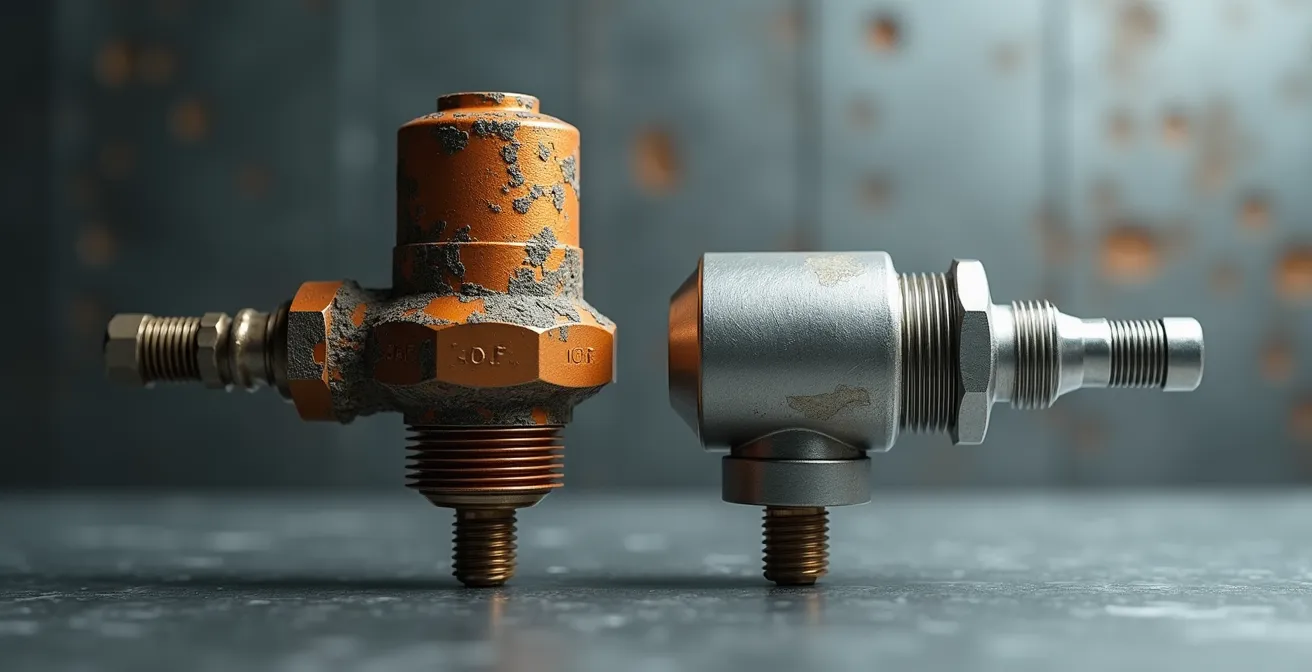 Comparaison visuelle entre un capteur corrodé et un capteur protégé par doigt de gant