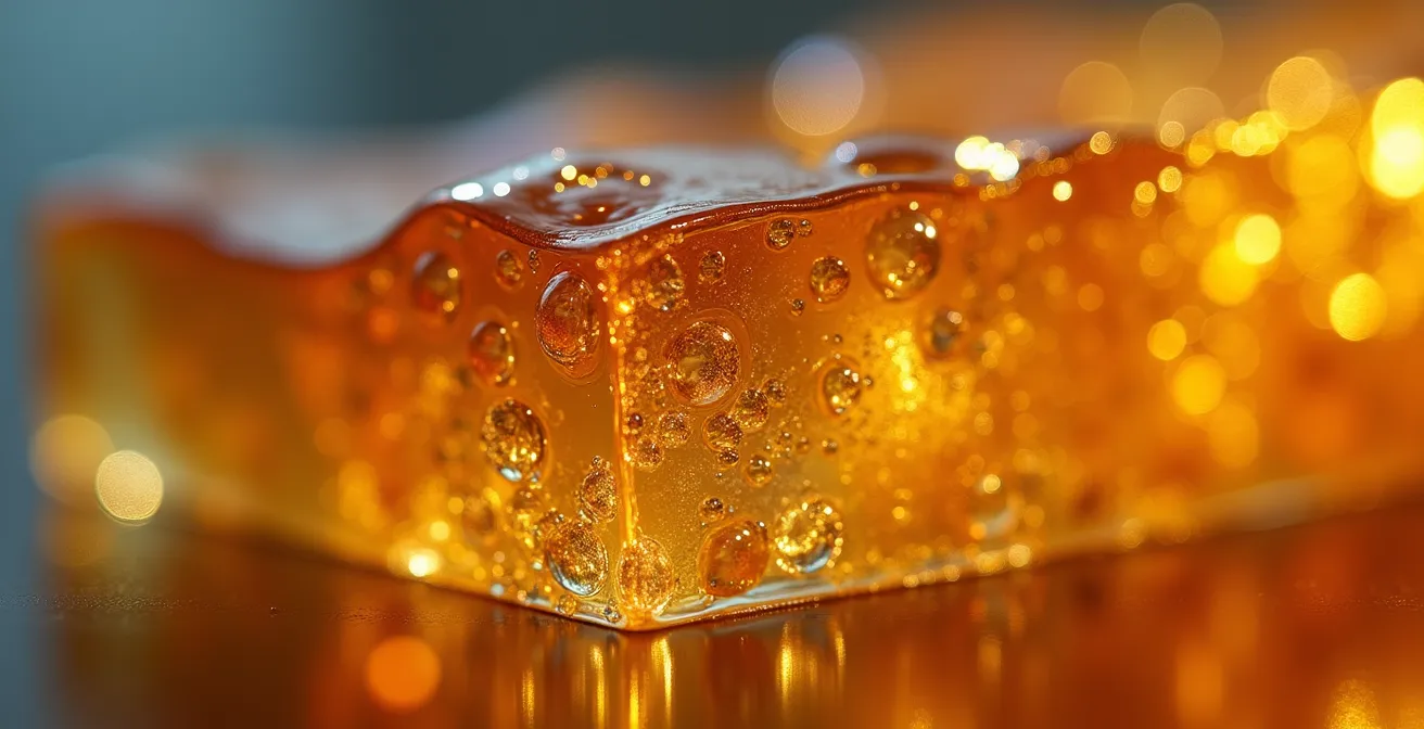 Détails macro de bulles d'air emprisonnées dans une résine composite sous vide