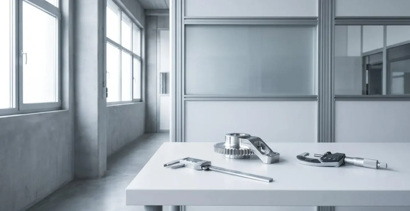 Inspection qualité d'un composant industriel métallique avec outils de mesure de précision