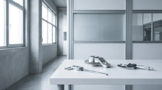 Inspection qualité d'un composant industriel métallique avec outils de mesure de précision