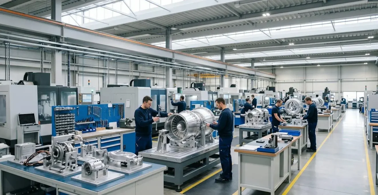 Environnement industriel de sous-traitance aéronautique avec certification qualité EN9100