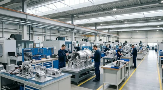 Environnement industriel de sous-traitance aéronautique avec certification qualité EN9100