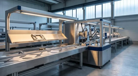 Système de contrôle qualité automatisé haute précision dans une ligne de production industrielle moderne