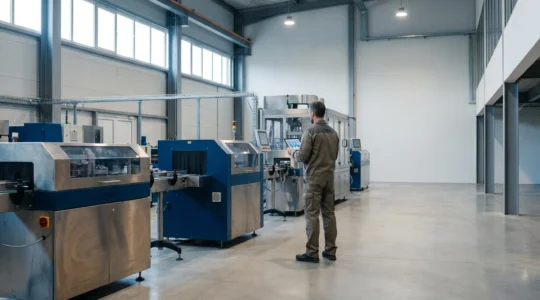 Ingénieur industriel analysant des données de production dans une usine moderne connectée